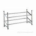 Chrome Plated 2 Tier Extendable Shoe Rack, Measures 22 x 35 x 65 to 118cm